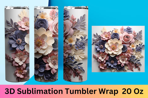 3d Flower Sublimation Tumbler Wrap| 3d tumbler wrap | png Sublimation FloridPrintables 
