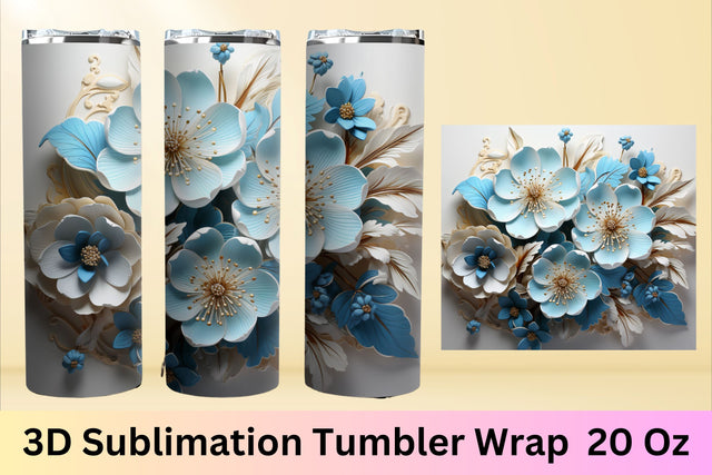 3d Flower Sublimation Tumbler Wrap Set | 3d tumbler wrap Sublimation FloridPrintables 