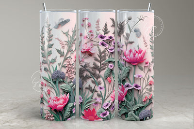3D Flower Tumbler, 3D Floral Tumbler, 20 oz Skinny Tumbler Sublimation, Spring Tumbler, Wedding Tumbler Wrap, Mural Art, Digital Download Sublimation Syre Digital Creations 