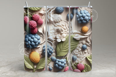 3D Flower Tumbler, 3D Fruits Tumbler, 20 oz Skinny Tumbler Sublimation, Spring Tumbler, Wedding Tumbler Wrap, Mural Art, Digital Download Sublimation Syre Digital Creations 