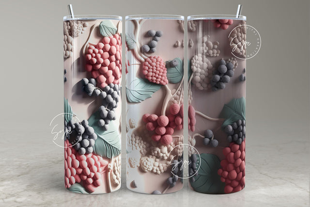 3D Flower Tumbler, 3D Fruits Tumbler, 20 oz Skinny Tumbler Sublimation, Spring Tumbler, Wedding Tumbler Wrap, Mural Art, Digital Download Sublimation Syre Digital Creations 