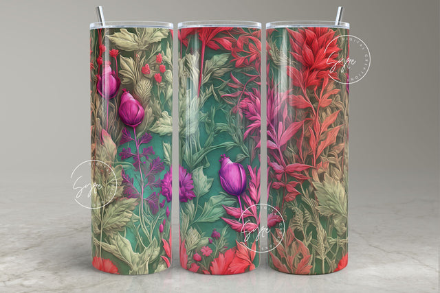 3D Flower Tumbler, Floral Tumbler Wrap, 20 oz Skinny Tumbler Sublimation, Spring Tumbler, Wedding Tumbler Wrap, Mural Art, Digital Download Sublimation Syre Digital Creations 