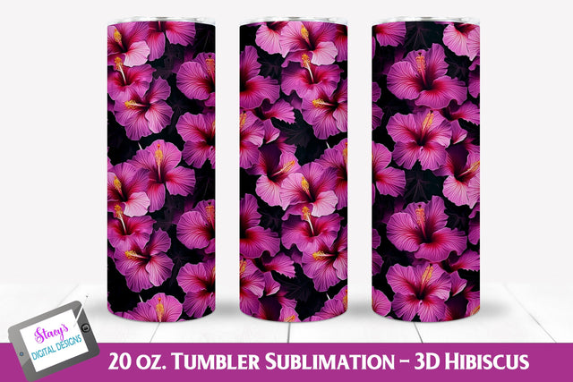 3D Flower Tumbler | Hibiscus | 20 oz. Skinny Tumbler Sublimation Stacy's Digital Designs 