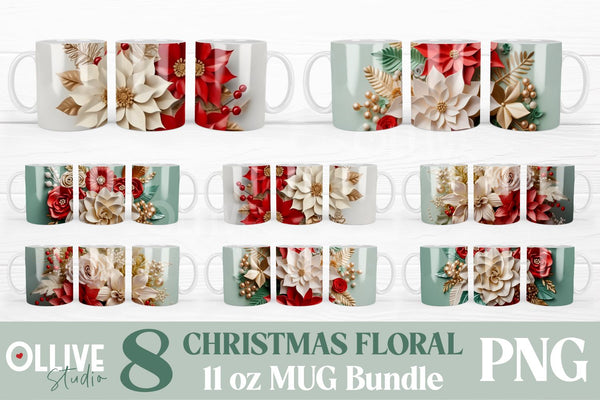 3D Flower Mug Wraps bundle 3D Mug Sublimation designs png