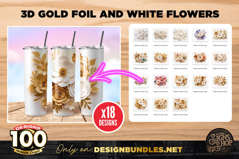 3D Flowers MEGA Bundle | 100 designs | 20oz Skinny Tumblers Sublimation The Vintage Signs Shop 