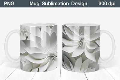 3D Flowers Mug Wrap | Paper Art Mug Sublimation WatercolorColorDream 