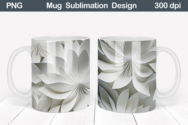 3D Flowers Mug Wrap | Paper Art Mug Sublimation WatercolorColorDream 