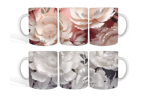 3D Flowers Mug Wrap Sublimation Designs 11Oz 15Oz Sublimation OrangeBrushStudio 