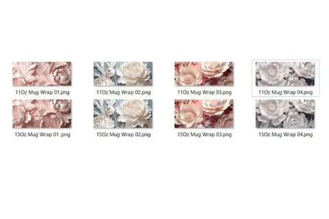 3D Flowers Mug Wrap Sublimation Designs 11Oz 15Oz Sublimation OrangeBrushStudio 