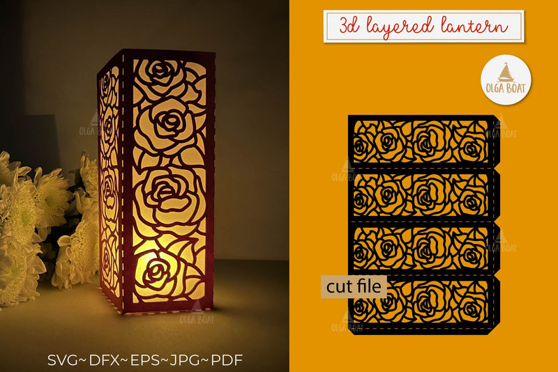 3d flowers rose lantern paper cut files 3D Paper Olga Boat Design 