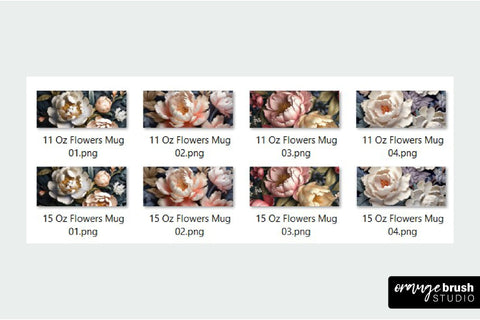 3D Flowers Sublimation Mug, 3D Mug Wrap Bundle Sublimation OrangeBrushStudio 