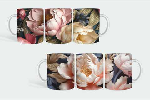 3D Flowers Sublimation Mug, 3D Mug Wrap Bundle Sublimation OrangeBrushStudio 