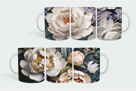 3D Flowers Sublimation Mug, 3D Mug Wrap Bundle Sublimation OrangeBrushStudio 