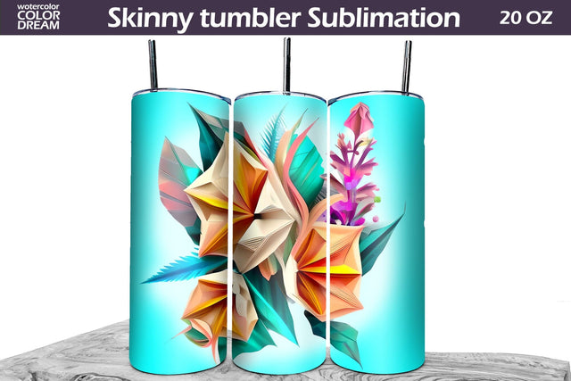 3D Flowers Sublimation Tumbler | 3D Tumbler Sublimation Sublimation WatercolorColorDream 