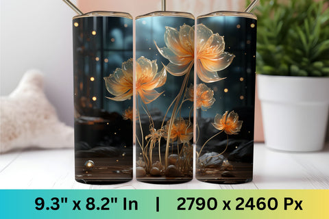 3d Flowers Sublimation Tumbler |Bioluminescent Tumbler|20 oz Sublimation FloridPrintables 