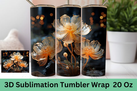 3d Flowers Sublimation Tumbler | Skinny Tumbler Sublimation Sublimation FloridPrintables 