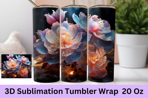 3d Flowers Sublimation Tumbler | Sublimation Tumbler Wraps Sublimation FloridPrintables 
