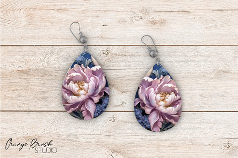 3d Flowers Teardrop Earrings Bundle, 3D Sublimation Designs - So Fontsy