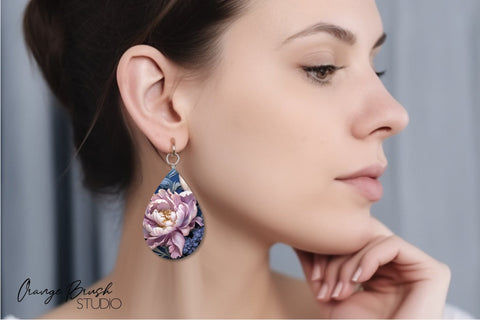 3d Flowers Teardrop Earrings Bundle, 3D Sublimation Designs Sublimation OrangeBrushStudio 