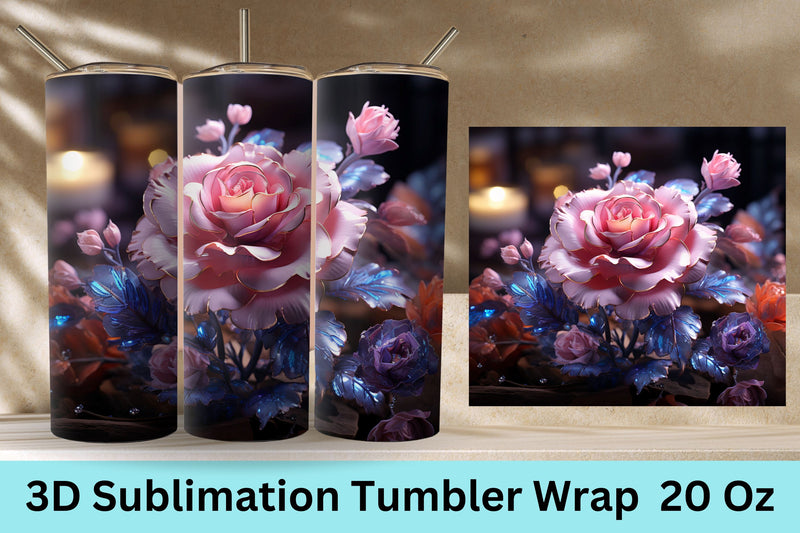 3D Flowers Tumbler Sublimation | 3D Flowers Tumbler Wrap Sublimation FloridPrintables 