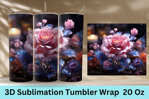 3D Flowers Tumbler Sublimation | 3D Flowers Tumbler Wrap Sublimation FloridPrintables 