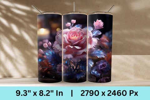 3D Flowers Tumbler Sublimation | 3D Flowers Tumbler Wrap Sublimation FloridPrintables 