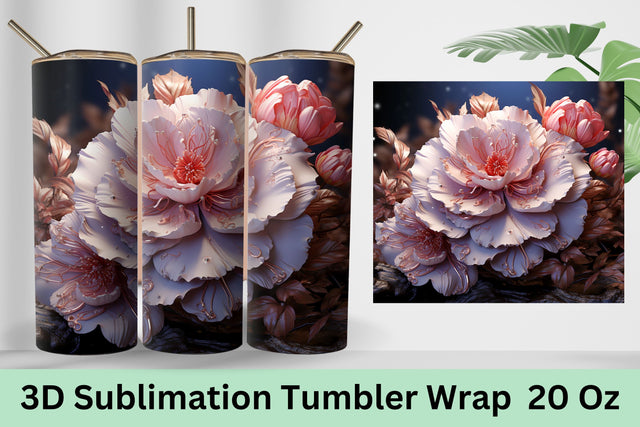 3D Flowers Tumbler Sublimation | Skinny Tumbler Sublimation Sublimation FloridPrintables 