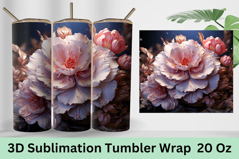 3D Flowers Tumbler Sublimation | Skinny Tumbler Sublimation Sublimation FloridPrintables 
