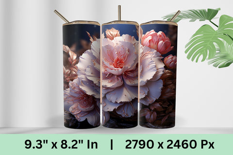 3D Flowers Tumbler Sublimation | Skinny Tumbler Sublimation Sublimation FloridPrintables 