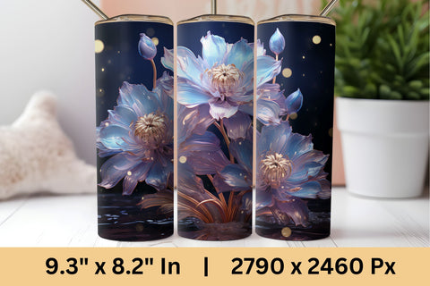 3D Flowers Tumbler Wrap | 20oz Skinny Tumbler | 3D Flowers Sublimation FloridPrintables 