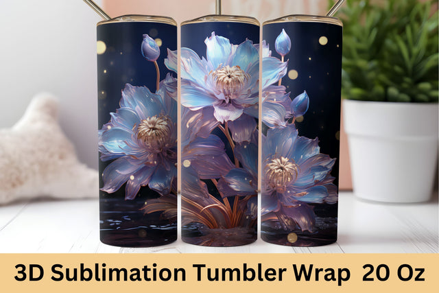 3D Flowers Tumbler Wrap | 20oz Skinny Tumbler | 3D Flowers Sublimation FloridPrintables 
