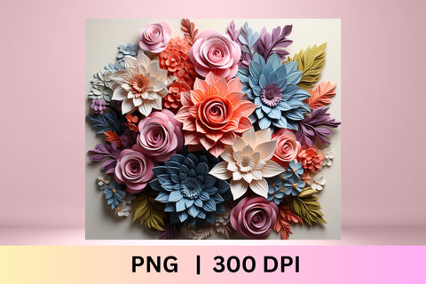 3d Flowers Tumbler wrap | 3d Flower Sublimation Tumbler Wrap Sublimation FloridPrintables 