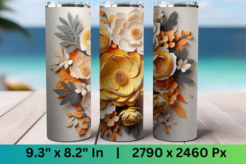 3d Flowers Tumbler wrap | 3d Flower Sublimation Tumbler Wrap Sublimation FloridPrintables 