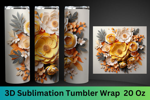 3d Flowers Tumbler wrap | 3d Flower Sublimation Tumbler Wrap Sublimation FloridPrintables 