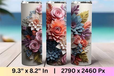 3d Flowers Tumbler wrap | 3d Flower Sublimation Tumbler Wrap Sublimation FloridPrintables 