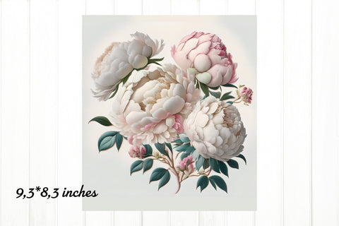 3D Flowers Tumbler Wrap. 3D Peony Sublimation. 20 OZ PNG Sublimation Olga Terlyanskaya 