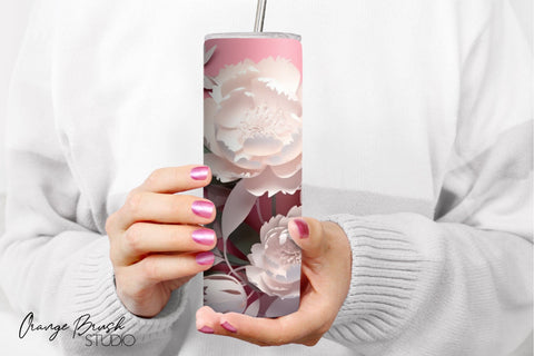 3D Flowers Tumbler Wrap 3D Sublimation Designs Bundle Sublimation OrangeBrushStudio 