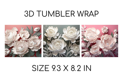 3D Flowers Tumbler Wrap 3D Sublimation Designs Bundle Sublimation OrangeBrushStudio 