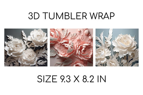 3D Flowers Tumbler Wrap, 3D Tumbler Sublimation Bundle PNG Sublimation OrangeBrushStudio 