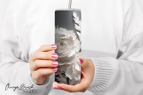 3D Flowers Tumbler Wrap, 3D Tumbler Sublimation Bundle PNG Sublimation OrangeBrushStudio 