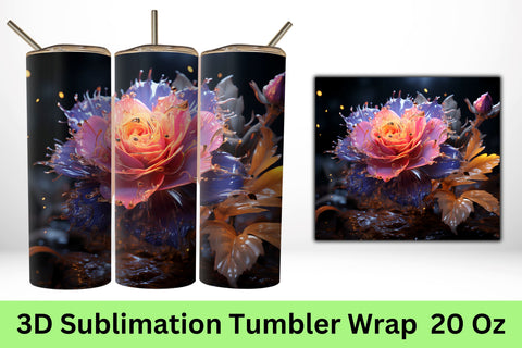 3D Flowers Tumbler Wrap | 3d Tumbler Wrap | PNG | Floral Sublimation FloridPrintables 