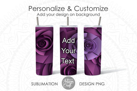3D flowers tumbler wrap for 20oz Skinny Tumbler Sublimation Artisan Craft SVG 