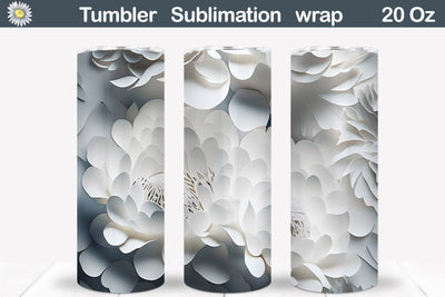 3D Flowers Tumbler Wrap | Paper Art Tumbler Sublimation WatercolorColorDream 