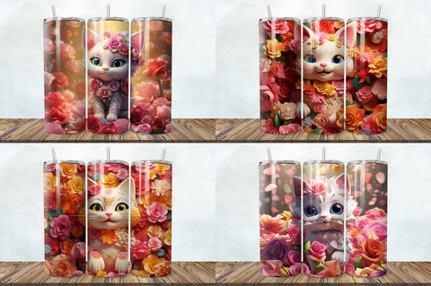 3D Fortune Cat Tumbler Bundle Sublimation Regulrcrative 