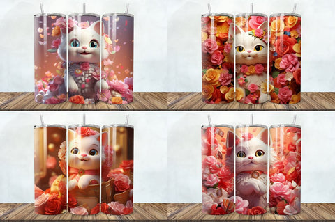 3D Fortune Cat Tumbler Bundle Sublimation Regulrcrative 