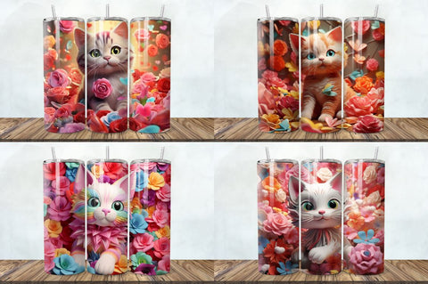 3D Fortune Cat Tumbler Bundle Sublimation Regulrcrative 