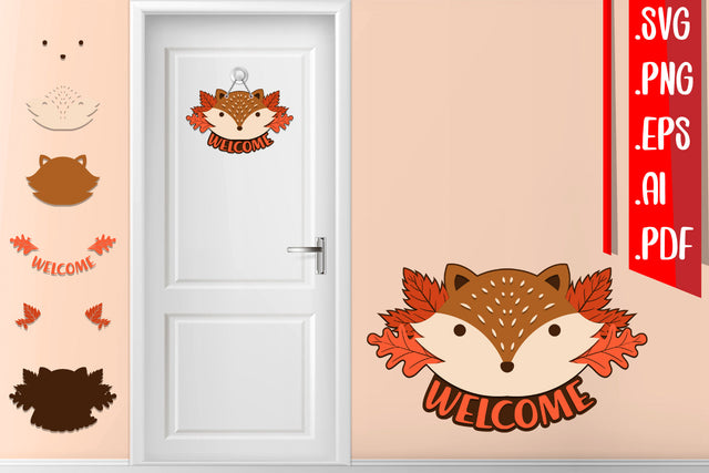 3D Fox Layered Door Sign - svg eps ai png pdf SVG zafrans studio 