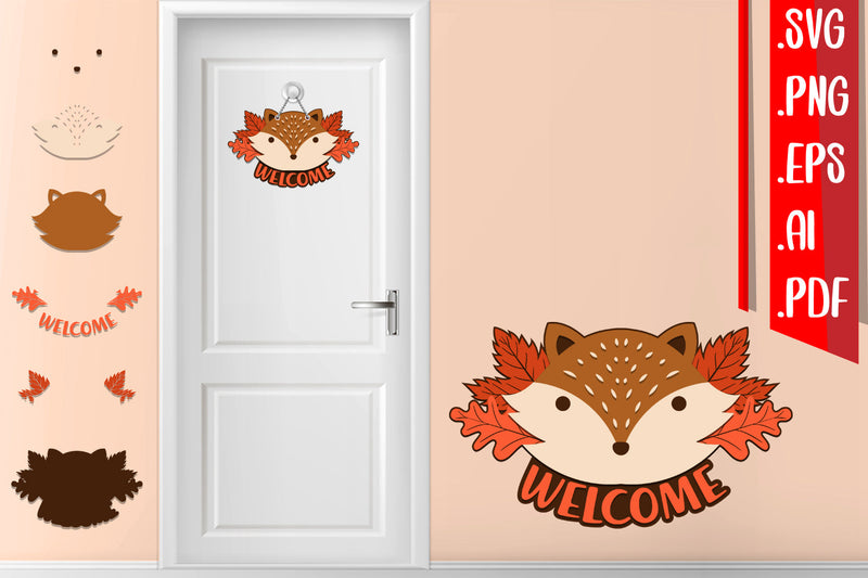 3D Fox Layered Door Sign - svg eps ai png pdf SVG zafrans studio 