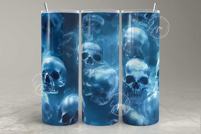 3D Frozen Skulls Tumbler Wrap, Skeleton, Halloween, Gothic Tumbler, 20oz Skinny Tumbler Sublimation, Creepy, Seamless, 3D Tumbler, Digital Sublimation Syre Digital Creations 