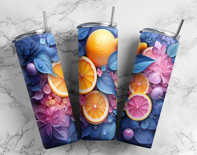 3D Fruist Lemons and Blueberries Tumbler PNG, Drink 20oz Skinny Tumbler PNG, Sublimation Design Download Sublimation CaldwellArt 